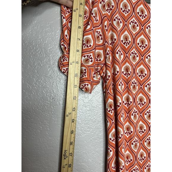 Boden Geometric Print Jersey Short Sleeve Dress Orange Stretch US Size 8L - Picture 5 of 8